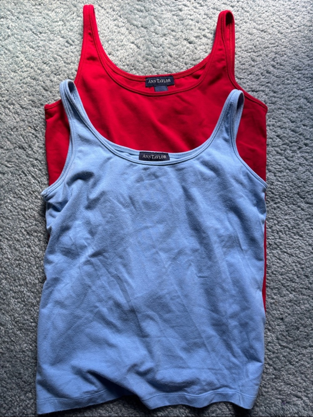 Ann Taylor Red & Light Blue Scoop Neck Tank Tops - Set of 2; Size S; Like new